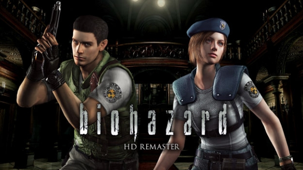 Chris Redfield and Jill Valentine in Resident Evil Remastered mansion